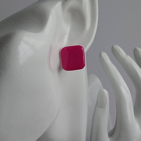 Handmade pink polymer clay earrings. Boucles d'oreilles fait à la main - Picture 5 of 7